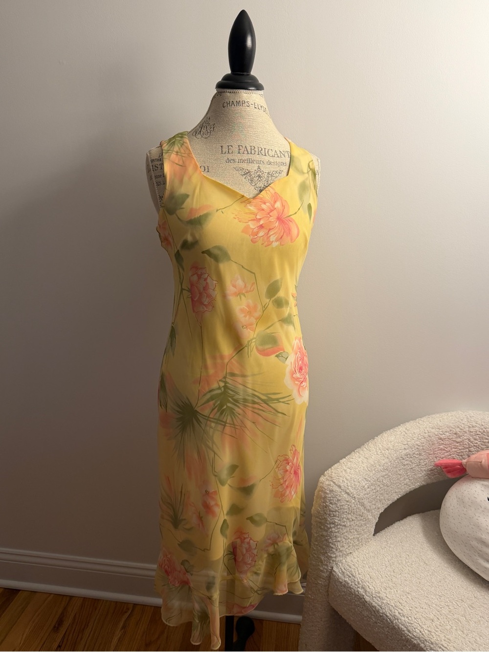 Dressbarn Vintage Yellow Floral Slip Dress Size 8
